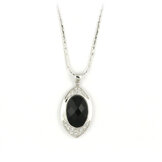 ELEGANT SVART - silverhalsband